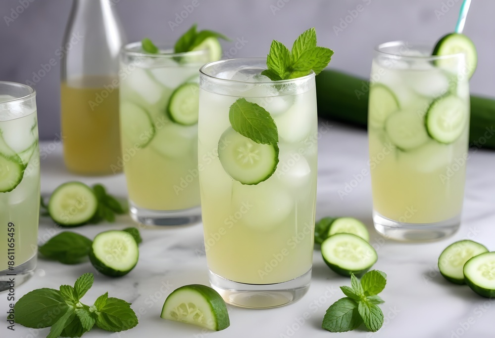 Fresh cucumber juice and mint Fresh cucumber juice and mint