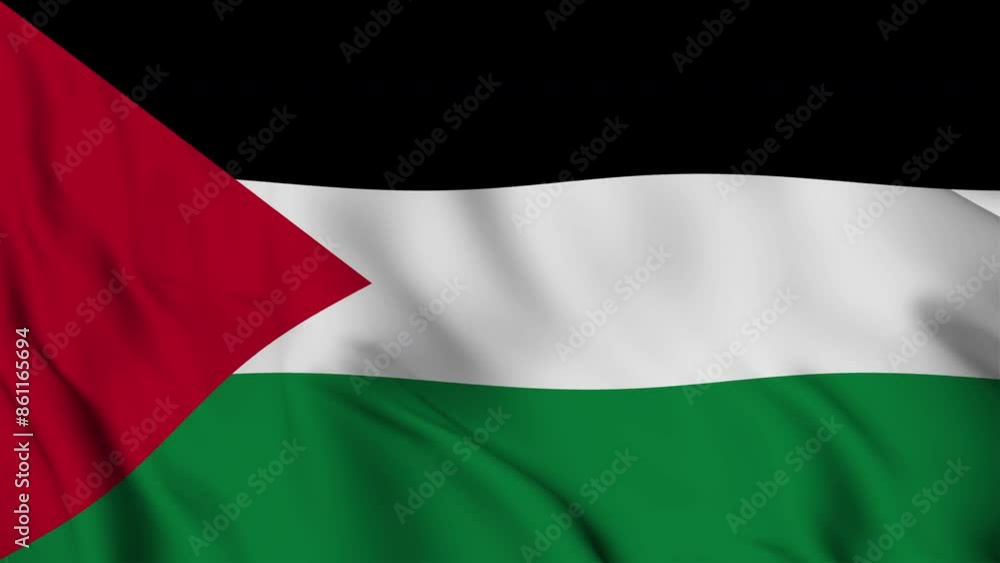 A beautiful view of the Palestine flag video. 3d flag-waving video. 4K A beautiful view of the Palestine flag video. 3d flag-waving video. 4K
