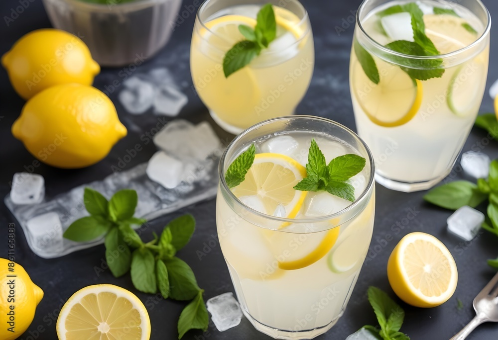 Fresh lemon juice, lime with mint