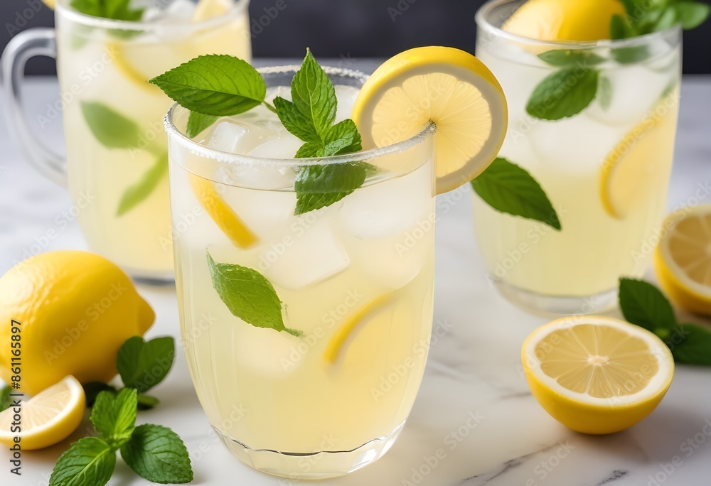 Fresh lemon juice, lime with mint