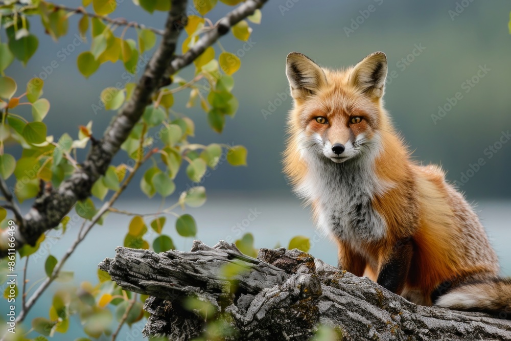 Red fox overlooking Lake Clark State Park, Alaska Red fox overlooking Lake Clark State Park, Alaska