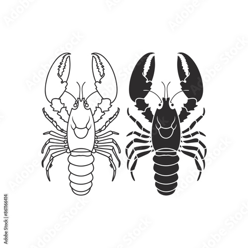 Weaver Crustacean silhouette black and white (Lobster)
