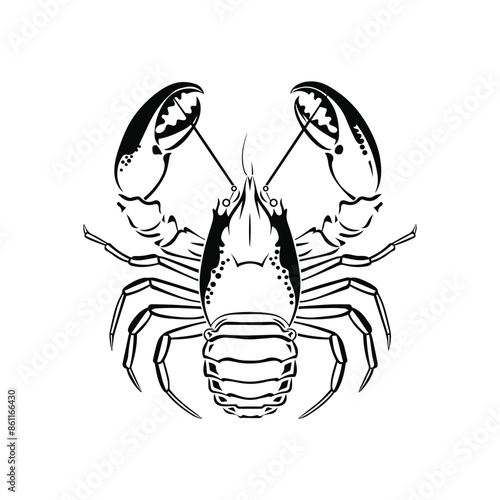Weaver Crustacean silhouette black and white (Lobster)