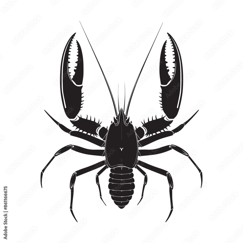 Weaver Crustacean silhouette black and white (Lobster) Weaver Crustacean silhouette black and white (Lobster)
