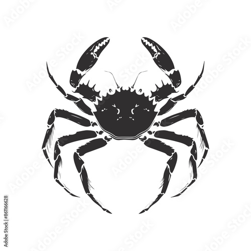 Weaver Crustacean silhouette black and white (Crab)