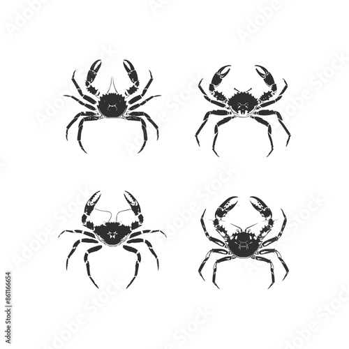 Weaver Crustacean silhouette black and white (Crab)