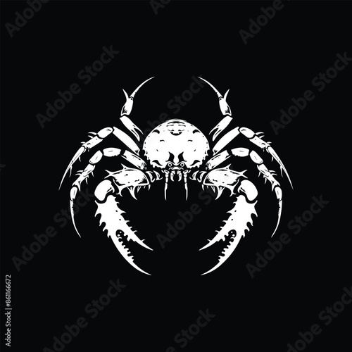 Weaver Crustacean silhouette black and white (Crab)