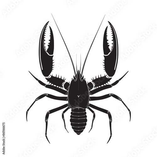 Weaver Crustacean silhouette black and white (Lobster)