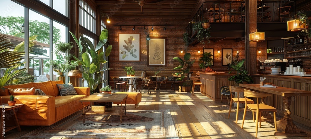 Cafe Interior Design with a Large Open Space Two-Story Structure Featuring Shared Space and a Stylish and Simple Design Cafe Interior Design with a Large Open Space Two-Story Structure Featuring Shared Space and a Stylish and Simple Design