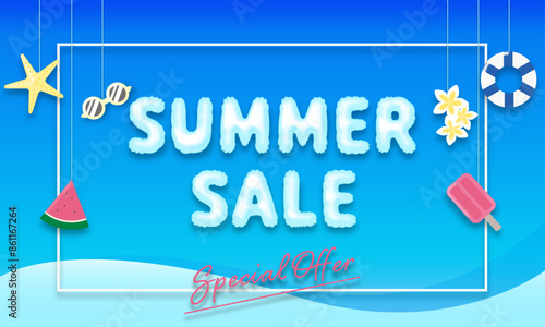 Simple Summer Sale Banner Vector Illustration