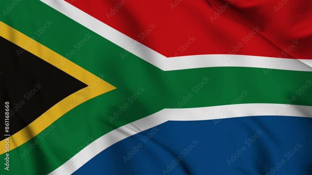 A beautiful view of the South Africa flag video. 3d flag-waving video. 4K A beautiful view of the South Africa flag video. 3d flag-waving video. 4K