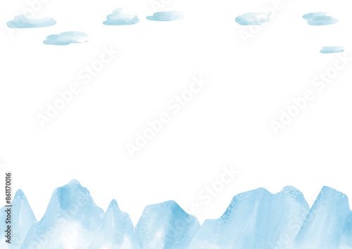 水彩風　氷山のCOOLな風景フレーム