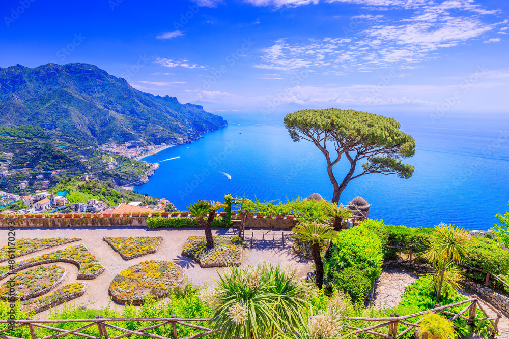 Amalfi Coast, Italy. View of the Amalfi Coast from Ravello village.