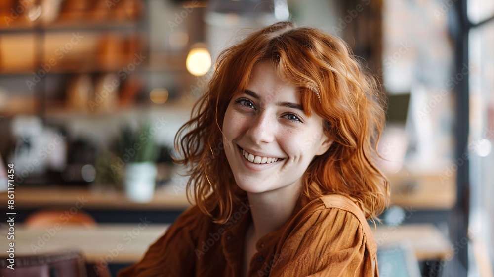 Portrait of a beautiful young woman sitting in a cafe, copy space. Portrait of a beautiful young woman sitting in a cafe, copy space.