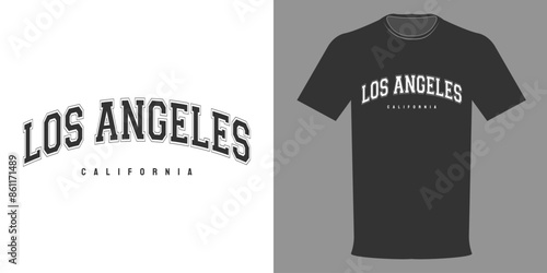 Vector illustration of T-shirt LOS ANGELES, CALIFORNIA top quality streetwear, urban collection.Women's fashion. Vintage print sweatshirt. Typographic template for printing on clothing