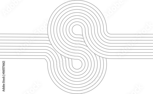 Abstract linear geometric shape. Contemporary mid century line art design series.