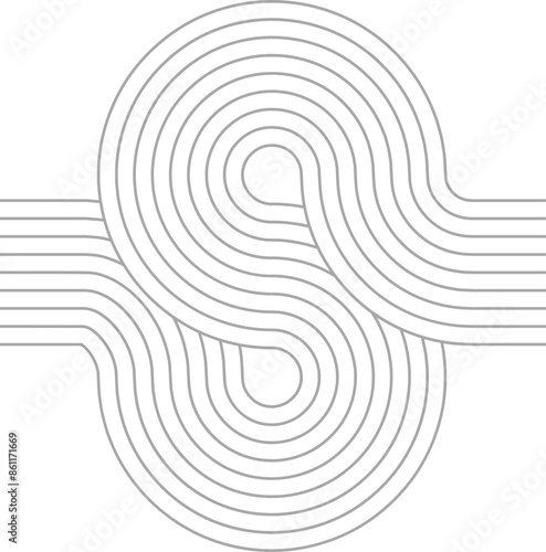 Abstract linear geometric shape. Contemporary mid century line art design series.