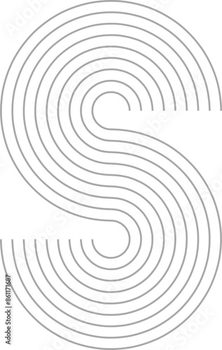 Abstract linear geometric shape. Contemporary mid century line art design series.