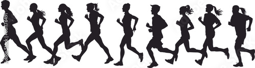 Running Silhouette flat vector of Running  EPS Ai 