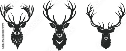 Silhouette flat vector of Deer head EPS Ai 