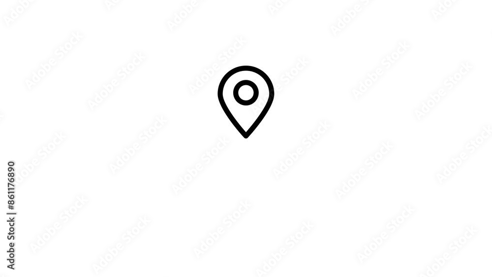 Turquoise animated location icon.on a map icon. on a black background. Turquoise animated location icon.on a map icon. on a black background.