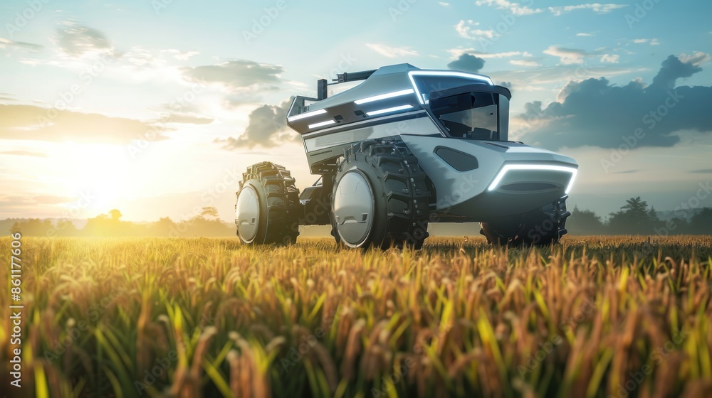 Rice harvester of the future, driverless, satellite navigation system ...