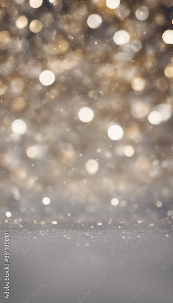 Silver white and gold vertical abstract background with copy space bokeh lights and glitter on weddi Silver white and gold vertical abstract background with copy space bokeh lights and glitter on weddi