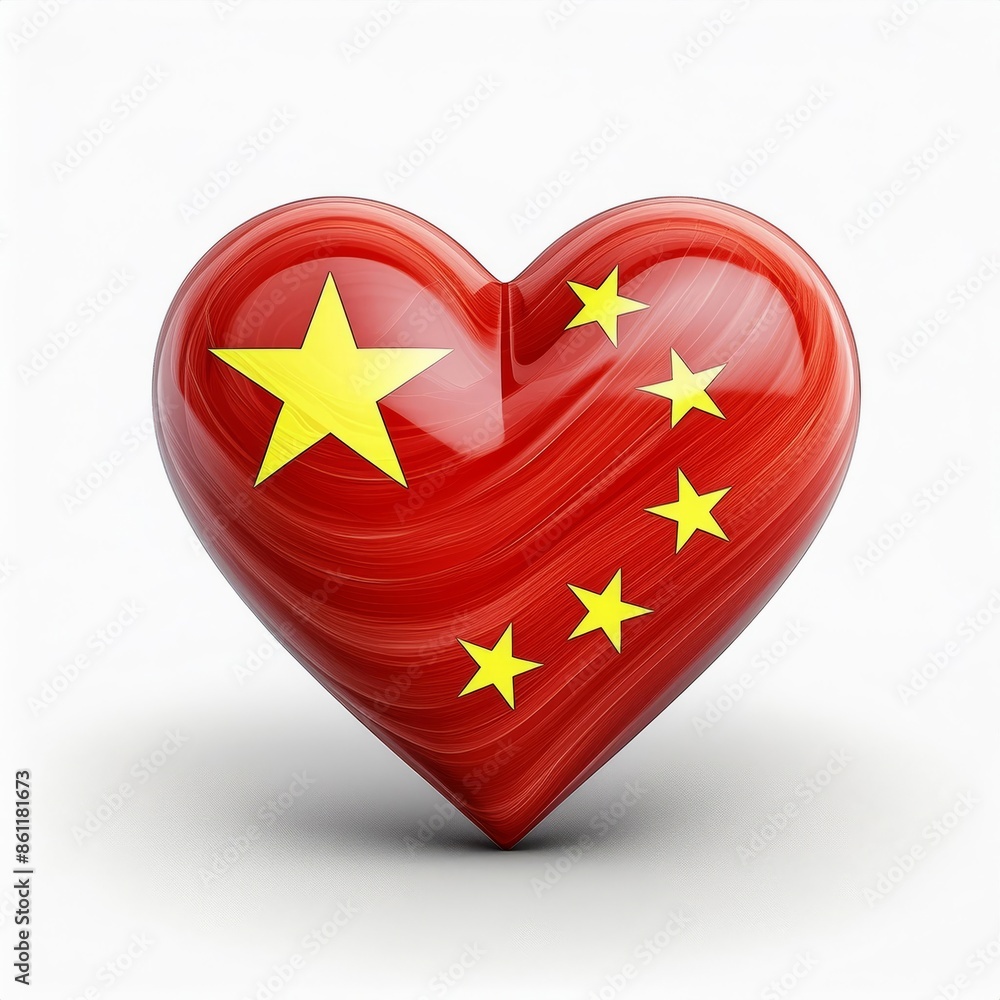 heart painted with China flag ,generated by AI. High quality photo heart painted with China flag ,generated by AI. High quality photo