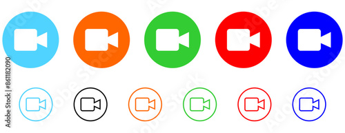 camera video icon, video camera icon symbol for live streaming sign , facetime video call icons set