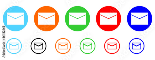mail envelope icon, message icon, email symbol in filled, thin line, outline and stroke style for apps and website