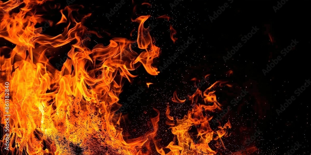 Fiery Flames Against a Black Background Fiery Flames Against a Black Background