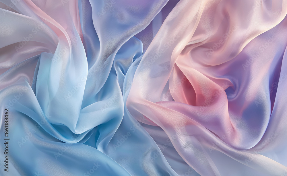 Soft pastel-colored fabrics in shades of blue, pink, and lavender. Soft pastel-colored fabrics in shades of blue, pink, and lavender.