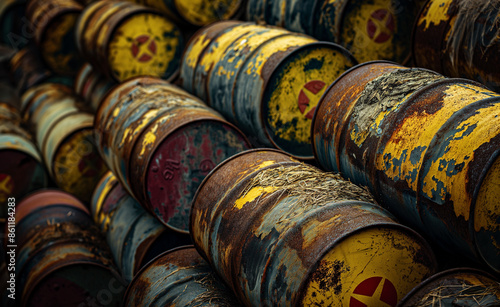 Wallpaper Mural Rusty barrels with hazardous symbols stacked in a pile. Torontodigital.ca