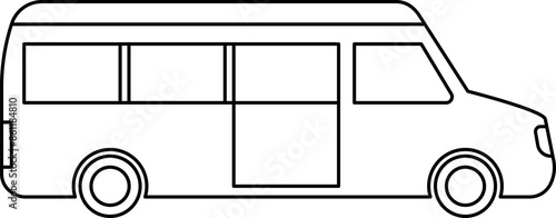 Bus Line Icon. Transportation symbol. Bus side view. School Bus, City transport. Double decker, intercity, Bus tour transport line icon. Transportation vehicle sign. Vector illustration.