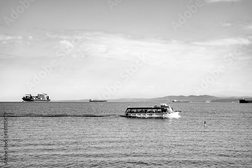 Group of people traveling by boat at adriatic sea