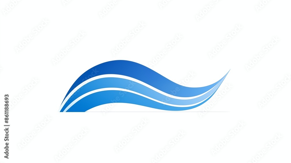 Abstract Blue Wave Design with Smooth Curves on White Background Abstract Blue Wave Design with Smooth Curves on White Background