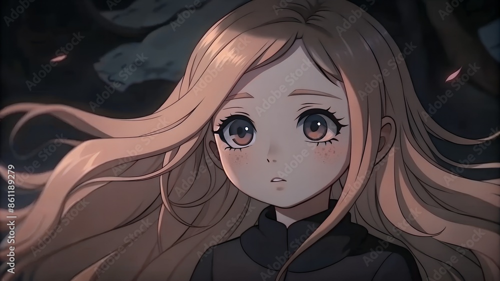 Wallpaper,anime background cute girl with big eyes and long blonde hair ...