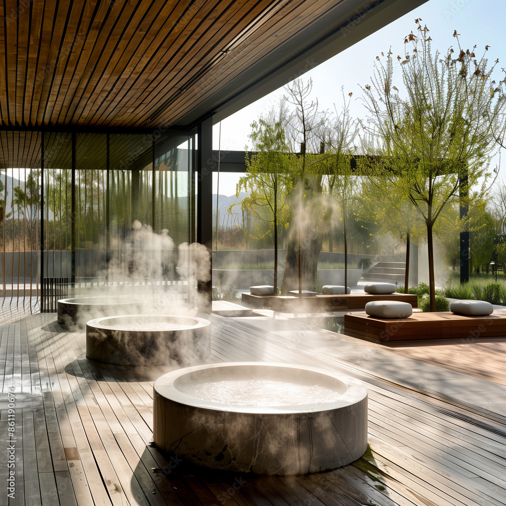 Unwind on a Warm Ceramic Terrace with a Steaming Hot Spring in the Chilly Air Unwind on a Warm Ceramic Terrace with a Steaming Hot Spring in the Chilly Air