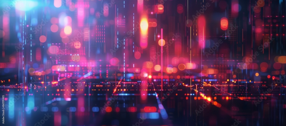 For a futuristic technology themed design concept, bokeh with binary code is blurred with circuitry and binary code For a futuristic technology themed design concept, bokeh with binary code is blurred with circuitry and binary code