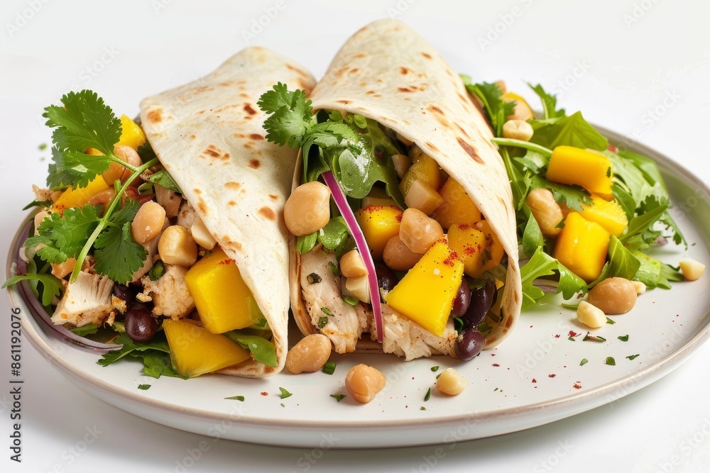 Colorful Caribbean Wrap with Fresh Cilantro and Red Onion Colorful Caribbean Wrap with Fresh Cilantro and Red Onion