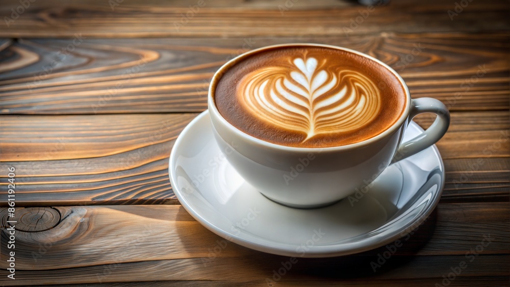 A large cup filled with coffee latte art, copy space A large cup filled with coffee latte art, copy space