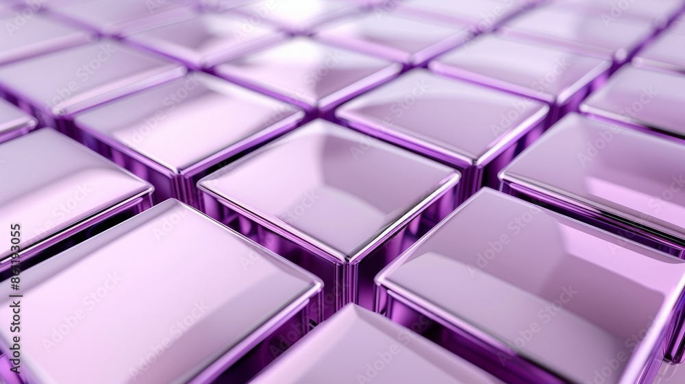 Transparent purple cubes arranged in a precise grid, forming an abstract geometric pattern with a modern 3D effect, subtle light reflections enhancing the futuristic look Transparent purple cubes arranged in a precise grid, forming an abstract geometric pattern with a modern 3D effect, subtle light reflections enhancing the futuristic look