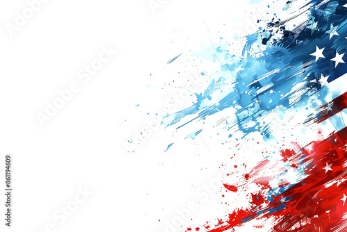 Memorial Day American Flag Painting on White background with space for text