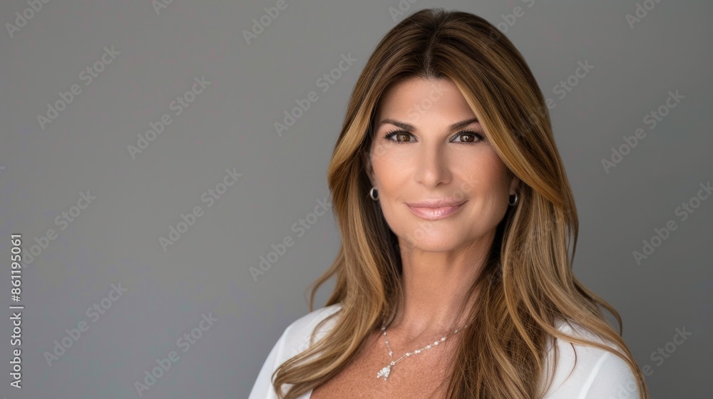Portrait of a happy senior businesswoman looking at camera. Senior woman entrepreneur with her arms crossed standing against grey background. Portrait of a happy senior businesswoman looking at camera. Senior woman entrepreneur with her arms crossed standing against grey background.