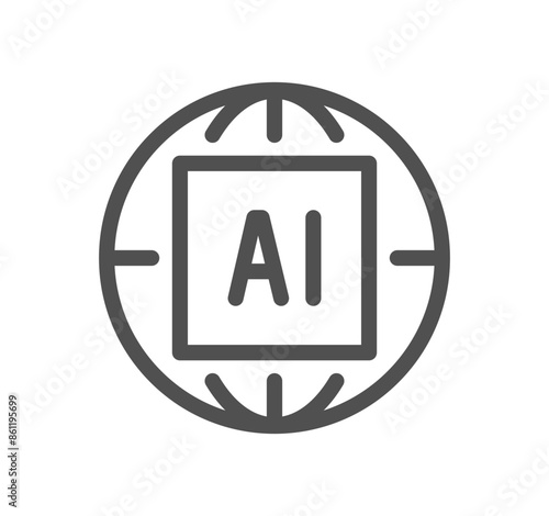 Artificial intelligence related icon outline and linear vector.	
