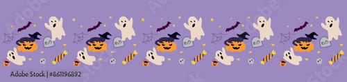 Horizontal pattern for Halloween, October 31st. Vector illustration.