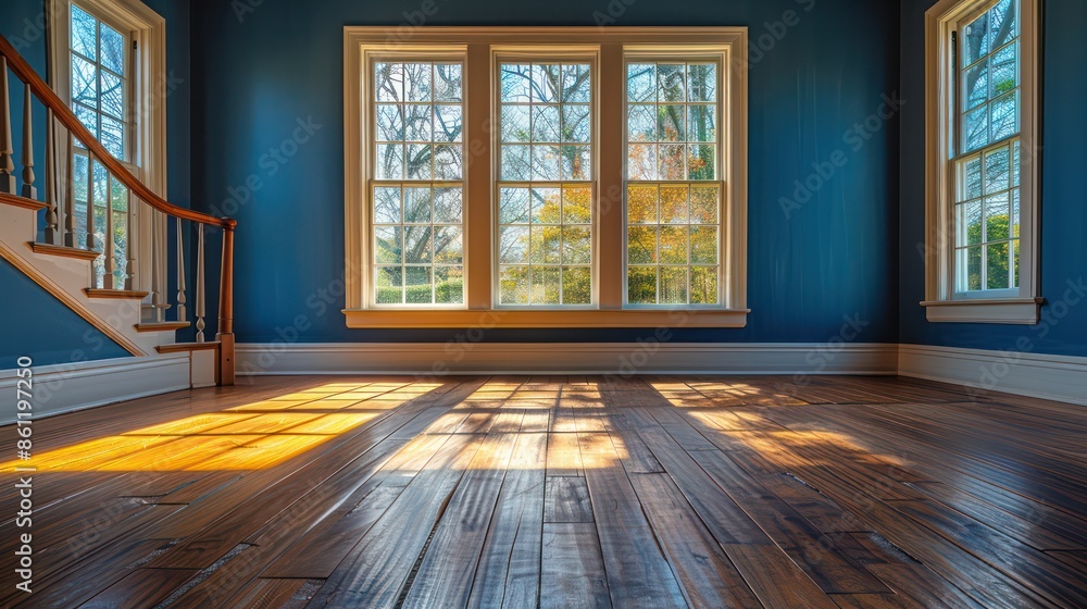Decorating the wooden floor in a beautiful room Decorating the wooden floor in a beautiful room