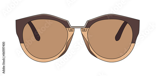Fashionable Eyewear, Brown Glasses, Modern Trendy Spectacles, Brown Lenses, Glasses Design Isolated In White Background, Realistic Fashion Vector