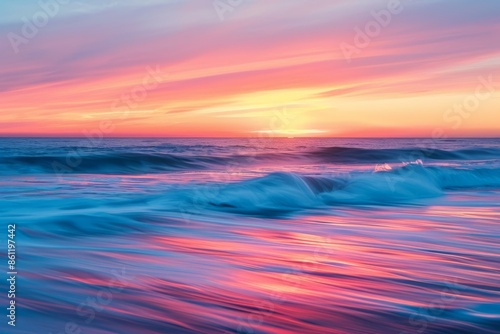 Sunlight illuminating a blurred sea