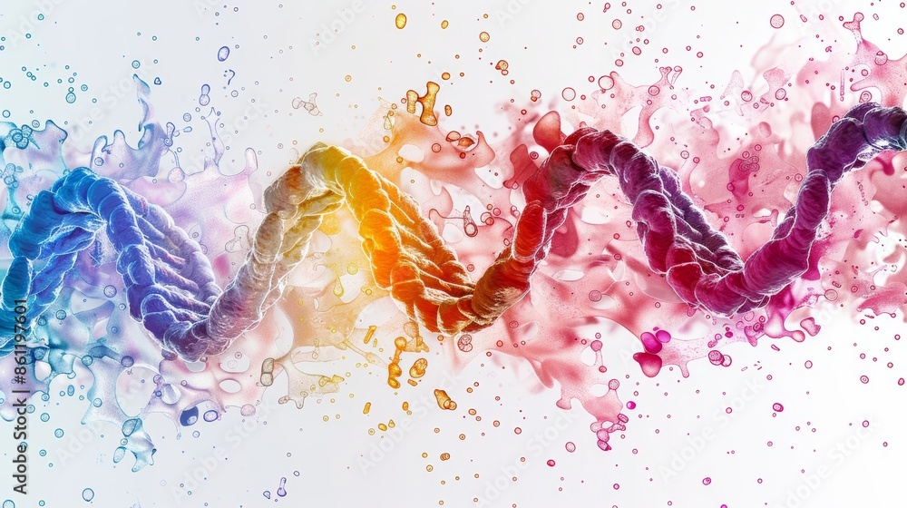 Naklejka premium Abstract colorful swirls and splashes on a white background.